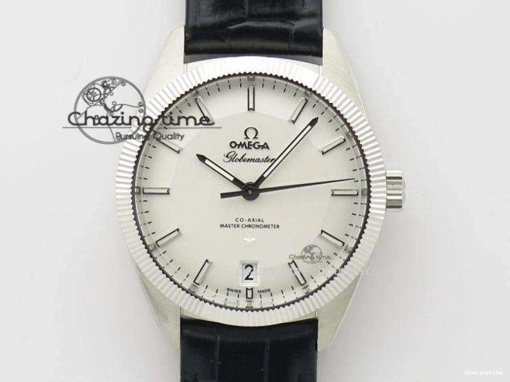 0121 Modern De Ville Date RG MKF 1:1 Best Edition White Textured Dial Roman Marker on Brown Leather Strap A 7752